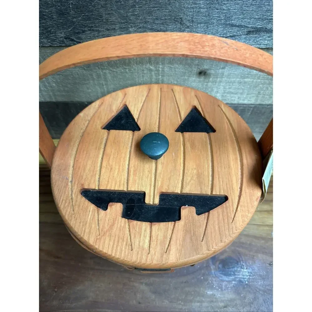 Peterboro Basket Fall Pumpkin Basket w/ Liner Signed Walter Hood -tags